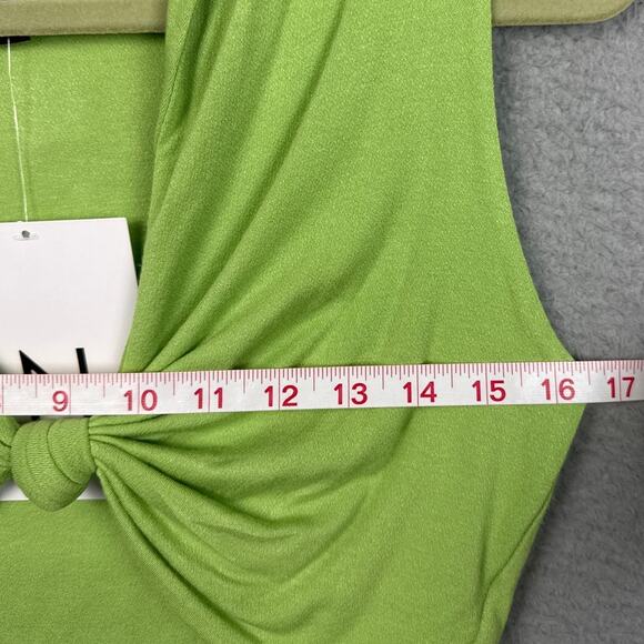 Naked Wardrobe Crop Top  Lime Green Knot Front Nordstrom Size XL NWT Edgy Style - Picture 4 of 8